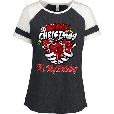 Merry Christmas ItS My Birthday Funny Christmas Gift Funny Gift Enza Ladies Jersey Colorblock Tee