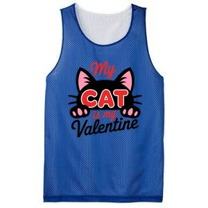 My Cat Is My Valentine Cat Lover Gift Mesh Reversible Basketball Jersey Tank