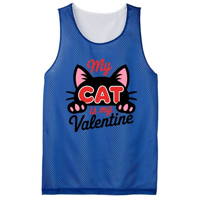 My Cat Is My Valentine Cat Lover Gift Mesh Reversible Basketball Jersey Tank