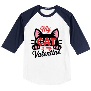 My Cat Is My Valentine Cat Lover Gift Baseball Sleeve Shirt