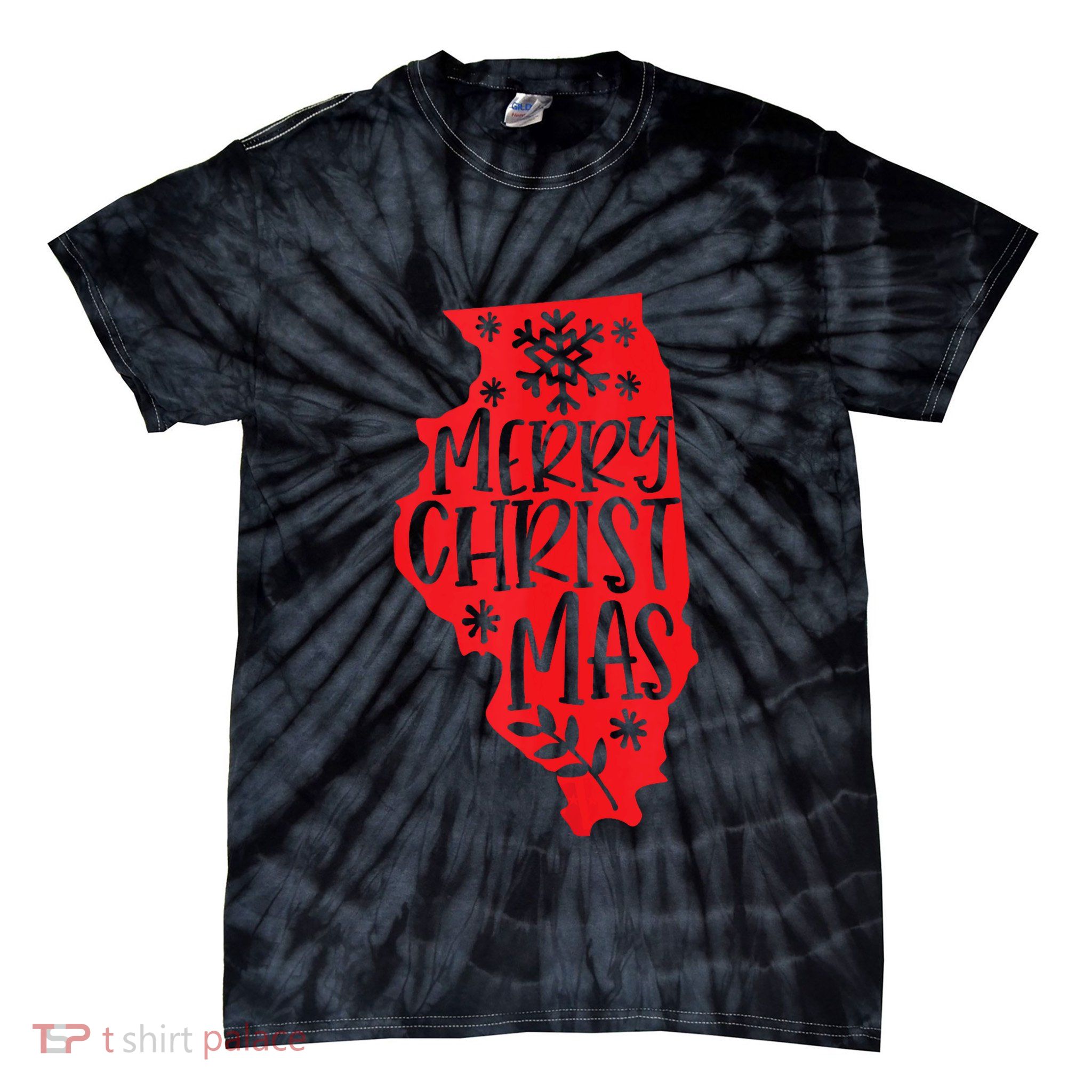 Merry Christmas Illinois Tank Top Tie-Dye T-Shirt
