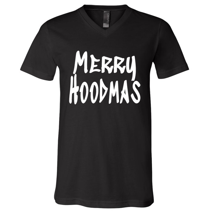 Merry Christmas In The Hood Witty And Cute Slogan V-Neck T-Shirt