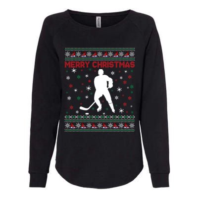 Merry Christmas Ice Hockey Ugly Xmas Snowflakes Tree Funny Gift Womens California Wash Sweatshirt