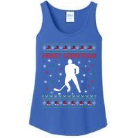 Merry Christmas Ice Hockey Ugly Xmas Snowflakes Tree Funny Gift Ladies Essential Tank