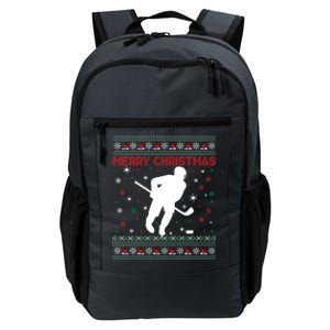 Merry Christmas Ice Hockey Ugly Xmas Snowflakes Tree Funny Gift Daily Commute Backpack