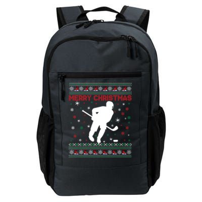 Merry Christmas Ice Hockey Ugly Xmas Snowflakes Tree Funny Gift Daily Commute Backpack