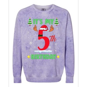 Merry Christmas ItS My 5th Birthday Xmas Women Colorblast Crewneck Sweatshirt