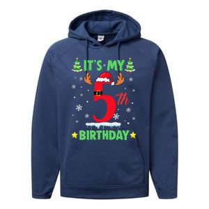 Merry Christmas ItS My 5th Birthday Xmas Women Performance Fleece Hoodie