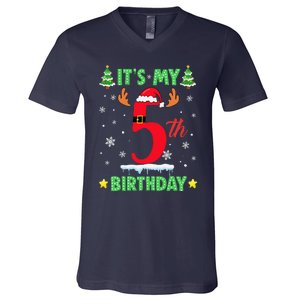 Merry Christmas ItS My 5th Birthday Xmas Women V-Neck T-Shirt