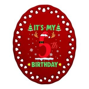 Merry Christmas ItS My 5th Birthday Xmas Women Ceramic Oval Ornament