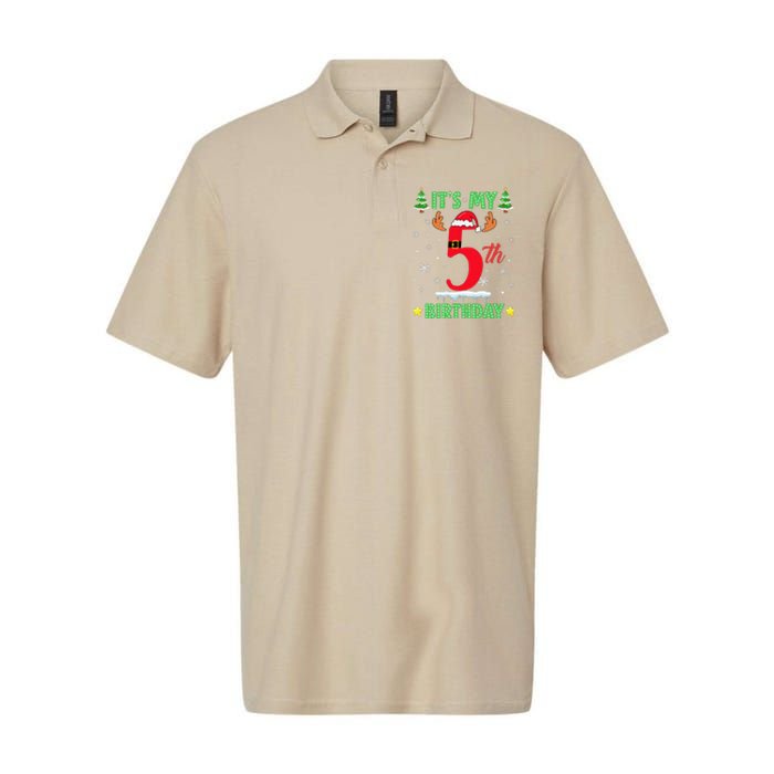 Merry Christmas ItS My 5th Birthday Xmas Women Softstyle Adult Sport Polo