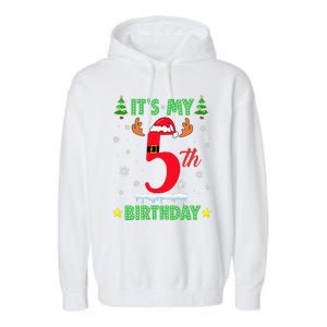 Merry Christmas ItS My 5th Birthday Xmas Women Garment-Dyed Fleece Hoodie