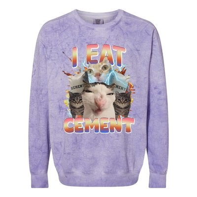 Meme Cat I Eat Cement Funny Weird Cat Colorblast Crewneck Sweatshirt