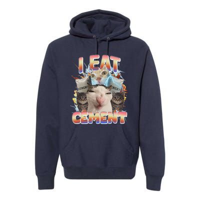 Meme Cat I Eat Cement Funny Weird Cat Premium Hoodie