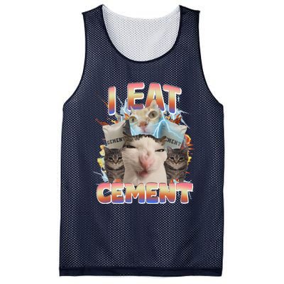 Meme Cat I Eat Cement Funny Weird Cat Mesh Reversible Basketball Jersey Tank