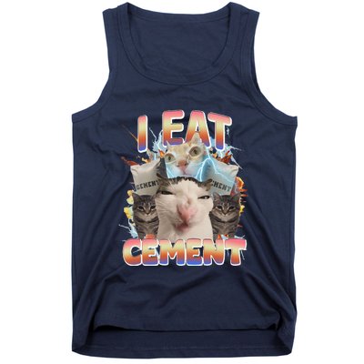 Meme Cat I Eat Cement Funny Weird Cat Tank Top