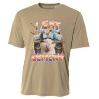 Meme Cat I Eat Cement Funny Weird Cat Cooling Performance Crew T-Shirt