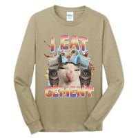 Meme Cat I Eat Cement Funny Weird Cat Tall Long Sleeve T-Shirt