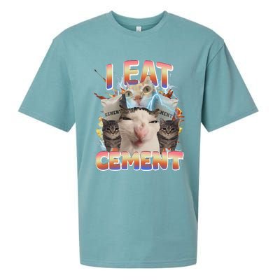 Meme Cat I Eat Cement Funny Weird Cat Sueded Cloud Jersey T-Shirt