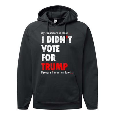 My Conscience Is Clear I Didn't Vote For Trump Funny Performance Fleece Hoodie