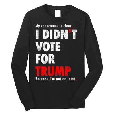 My Conscience Is Clear I Didn't Vote For Trump Funny Long Sleeve Shirt