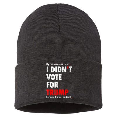 My Conscience Is Clear I Didn't Vote For Trump Funny Sustainable Knit Beanie