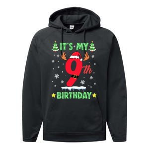 Merry Christmas ItS My 9th Birthday Xmas Performance Fleece Hoodie