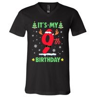 Merry Christmas ItS My 9th Birthday Xmas V-Neck T-Shirt