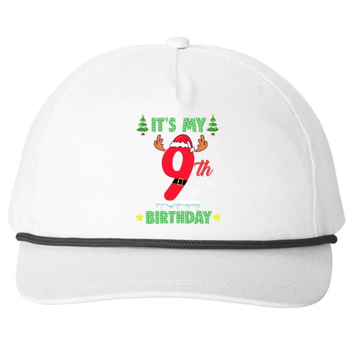 Merry Christmas ItS My 9th Birthday Xmas Snapback Five-Panel Rope Hat