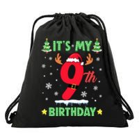 Merry Christmas ItS My 9th Birthday Xmas Drawstring Bag