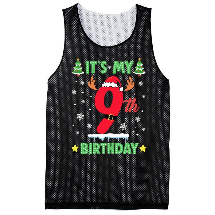 Merry Christmas ItS My 9th Birthday Xmas Mesh Reversible Basketball Jersey Tank