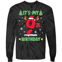 Merry Christmas ItS My 9th Birthday Xmas Tie-Dye Long Sleeve Shirt