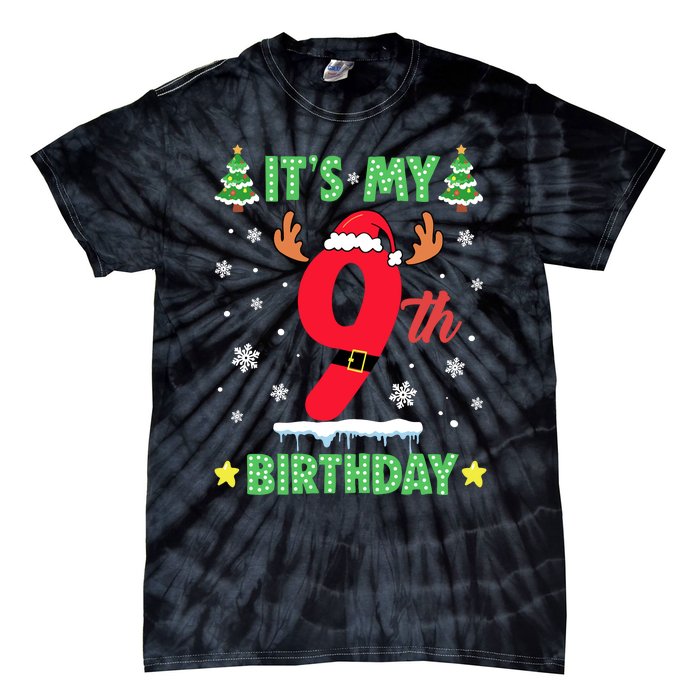 Merry Christmas ItS My 9th Birthday Xmas Tie-Dye T-Shirt