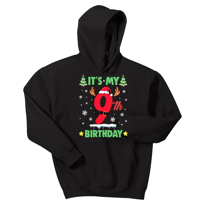 Merry Christmas ItS My 9th Birthday Xmas Kids Hoodie