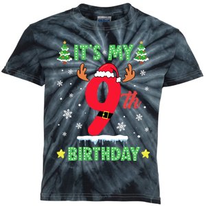 Merry Christmas ItS My 9th Birthday Xmas Kids Tie-Dye T-Shirt