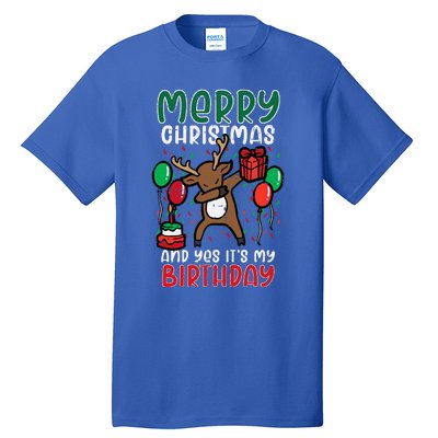 Merry Christmas Its My Birthday Reindeer Dab Xmas Bday Tall T-Shirt