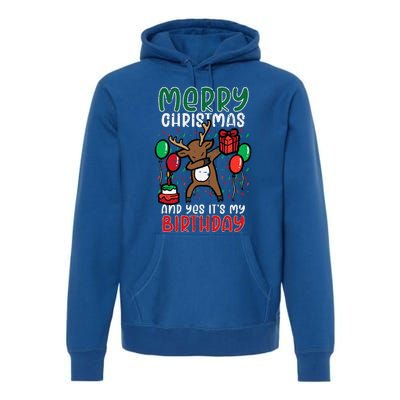 Merry Christmas Its My Birthday Reindeer Dab Xmas Bday Premium Hoodie