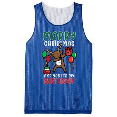 Merry Christmas Its My Birthday Reindeer Dab Xmas Bday Mesh Reversible Basketball Jersey Tank