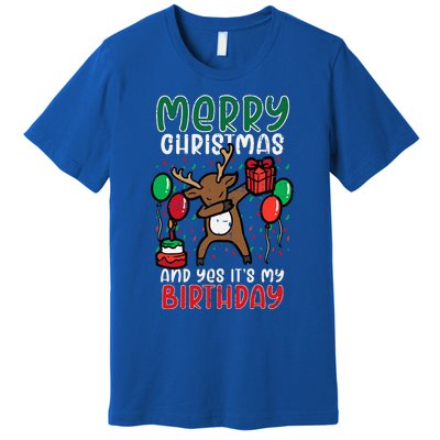 Merry Christmas Its My Birthday Reindeer Dab Xmas Bday Premium T-Shirt