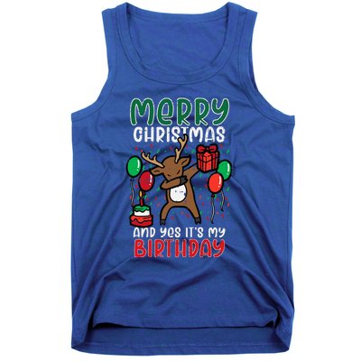 Merry Christmas Its My Birthday Reindeer Dab Xmas Bday Tank Top