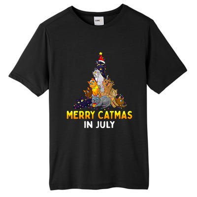 Merry Catmas In July Cute Cat Xmas Tree Tall Fusion ChromaSoft Performance T-Shirt