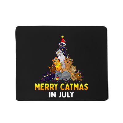 Merry Catmas In July Cute Cat Xmas Tree Mousepad