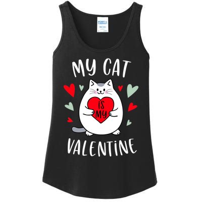 My Cat Is My Valentine Kitten Lover Heart Valentines Day Ladies Essential Tank