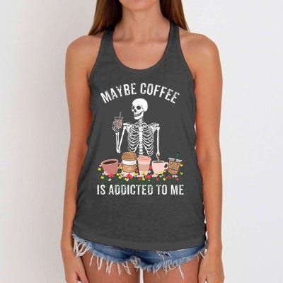 Maybe Coffee Is Addicted To Me Women's Knotted Racerback Tank