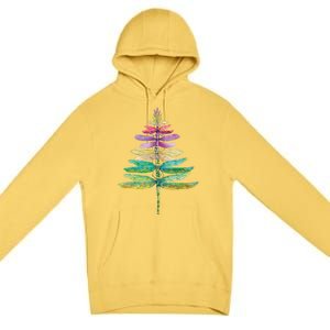 Merry Christmas Insect Lover Xmas Dragonfly Christmas Tree Long Sleeve Premium Pullover Hoodie