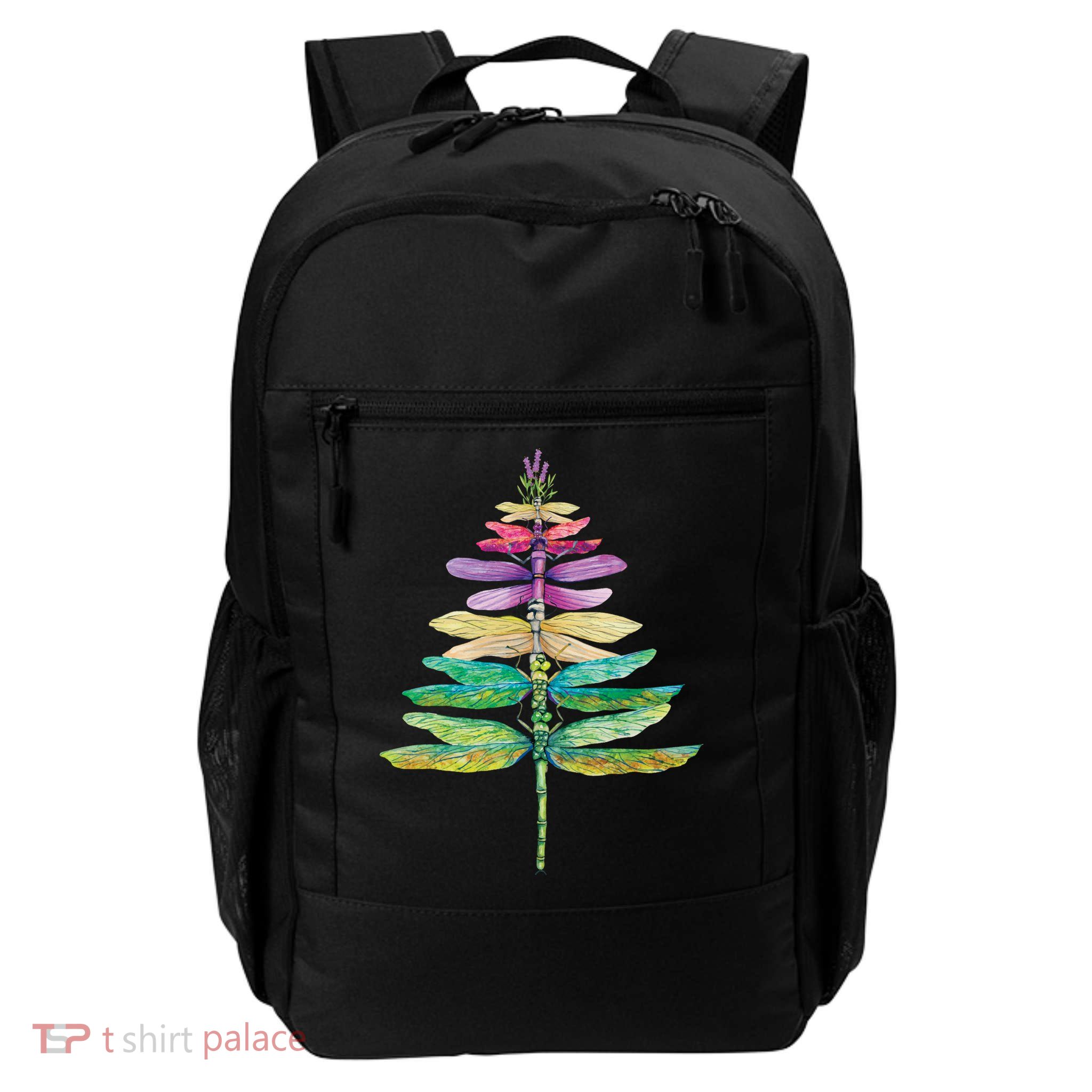 Merry Christmas Insect Lover Xmas Dragonfly Christmas Tree Long Sleeve Daily Commute Backpack