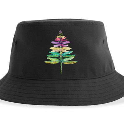 Merry Christmas Insect Lover Xmas Dragonfly Christmas Tree Long Sleeve Sustainable Bucket Hat