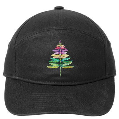 Merry Christmas Insect Lover Xmas Dragonfly Christmas Tree Long Sleeve 7-Panel Snapback Hat