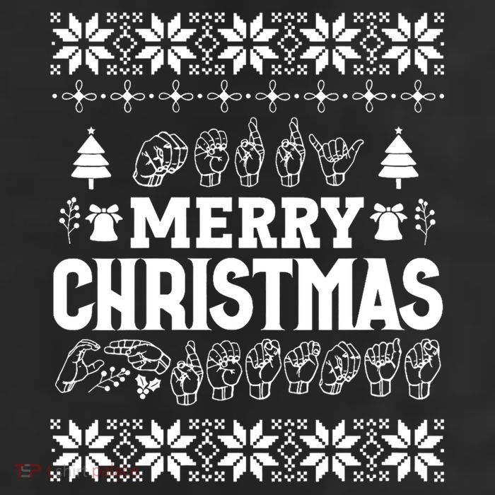 Merry Christmas In Sign Language Asl Hand Ugly Sweater Vneck Adult Drive Performance Visor