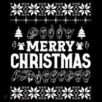 Merry Christmas In Sign Language Asl Hand Ugly Sweater Vneck Bucket Hat
